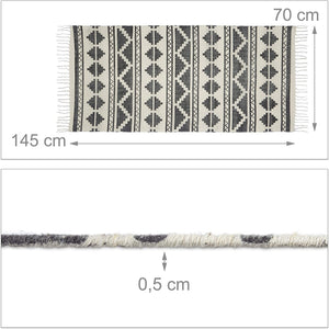 Tappeto runner con stampa geometrica per corridoio soggiorno 70 x 145 cm cotone bianco 13_0002833_2