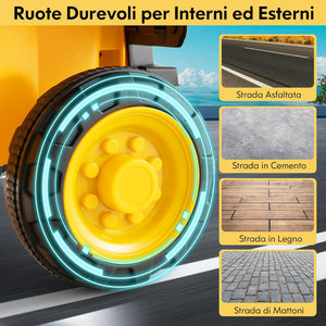 6V Veicolo da Costruzione Cavalcabile per Bambini, con Ruote Resistenti all'Usura Casco di Sicurezza, Escavatore Giocattolo, 44x65,5x40 cm