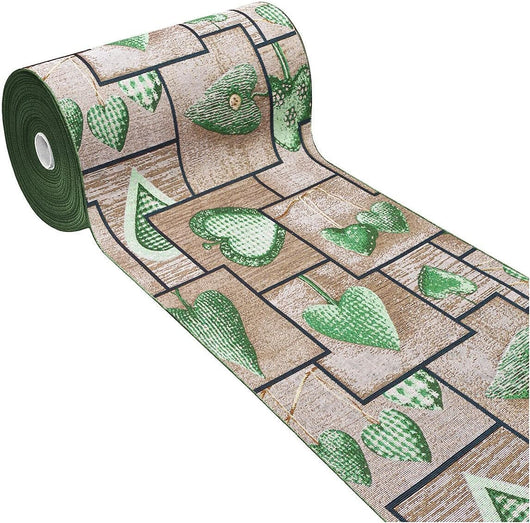 Tappeto Cucina Tessuto Gobelin 54x240 cm Passatoia Lavabile Antiscivolo Shabby Chic Cuori Verde