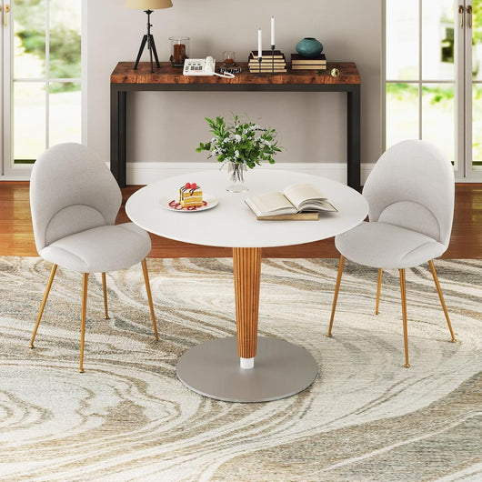 Set di 2 Sedie Imbottite per Sala Pranzo, Sedia per Cucina con Gambe in Legno, Sedia Moderna Comfortevole con Schienale a Curvo e Piedini Regolabili, per Soggiorno, Capacità di 150 kg, Grigio