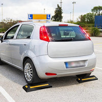 Ferma Ruota per Veicoli da Garage, Set di Fermaruote in Gomma per Parcheggi, con Strisce Riflettenti, per Uso Interno ed Esterno, 54,5 x 16 x 9 cm