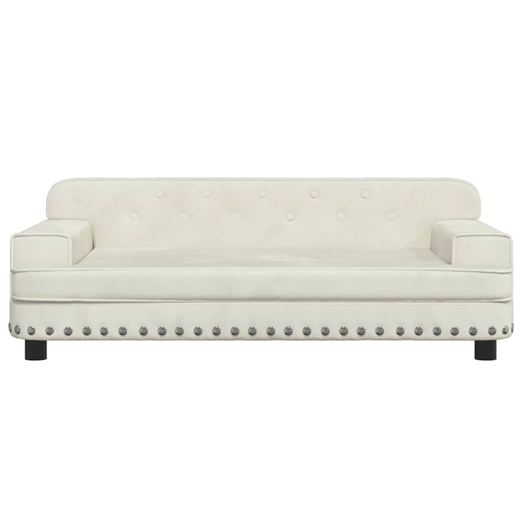 Cuccia per cani a forma di cesto comoda 90 x 53 x 30 cm velluto crema 02_0042996