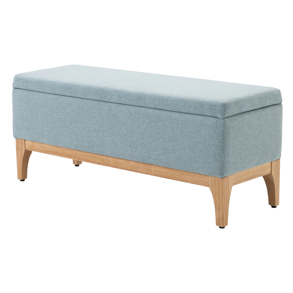 Divano a panca imbottito contenitore tessuto scandinavo ¨C zephmum ¨C azzurro 110x39x45 cm
