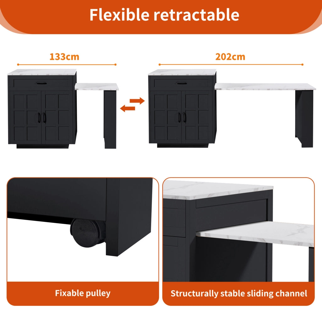 Tavolo bar estensibile con contenitore in MDF nero 133-202 cm