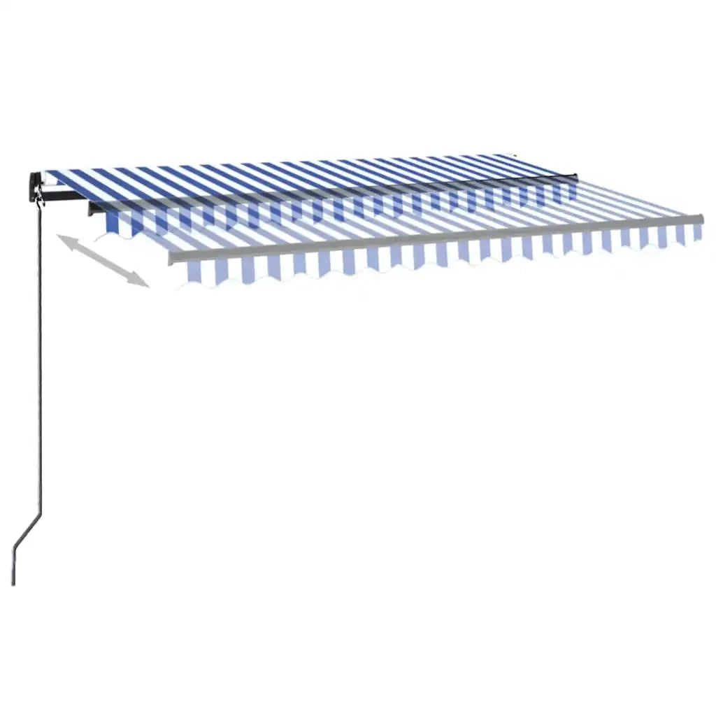 Tenda da Sole Retrattile Manuale con LED 450x300cm Blu e Bianca cod mxl 52838