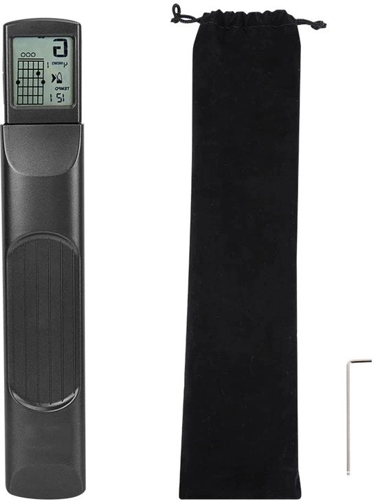 Allenatore di Chitarra Portatile - 6 Corde/Strumento di Allenamento - Funzione Metronomo - Schermo Girevole - Leggero - Corde in Acciaio - Allenatore di Accordi