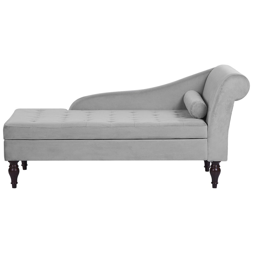 Chaise longue Grigio Chiaro Rivestimento In Velluto Gambe Nere Design Moderno