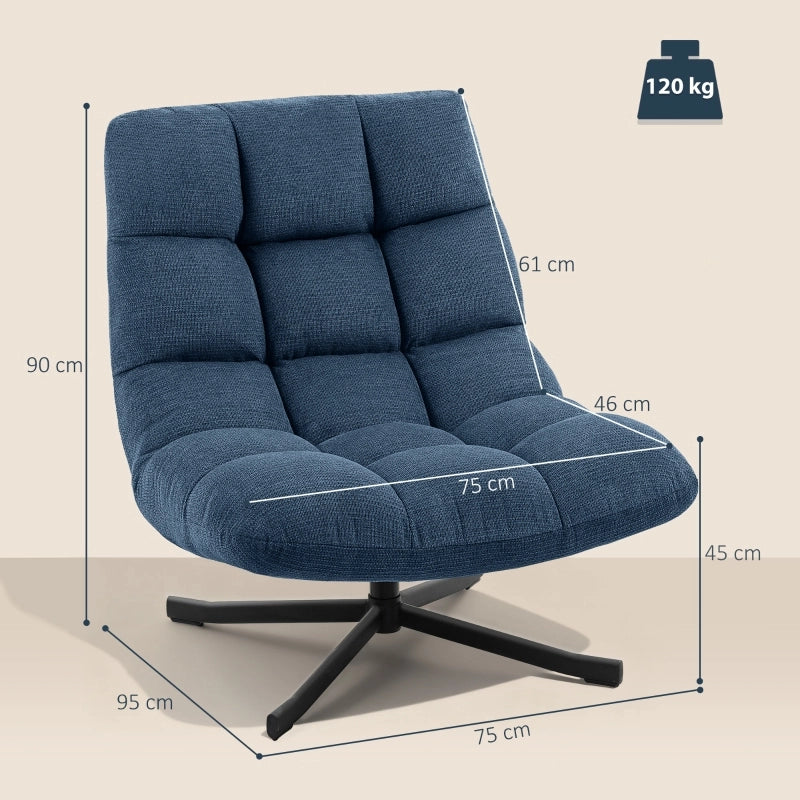 POLTRONA girevole 75 cm Blu scuro in poliestere