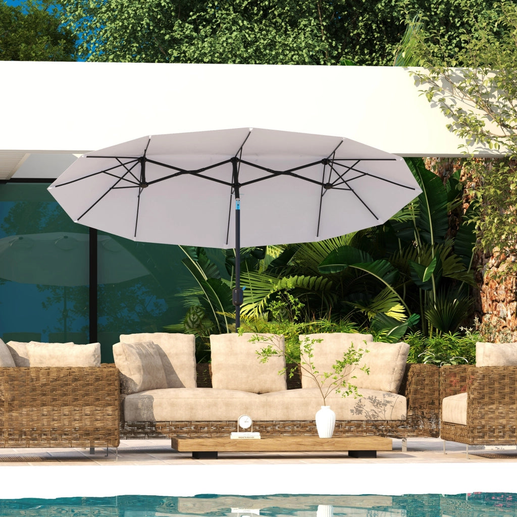 Ombrellone da Giardino Doppio Inclinabile ¨C Zephmum ¨C Bianco 295x152x222cm