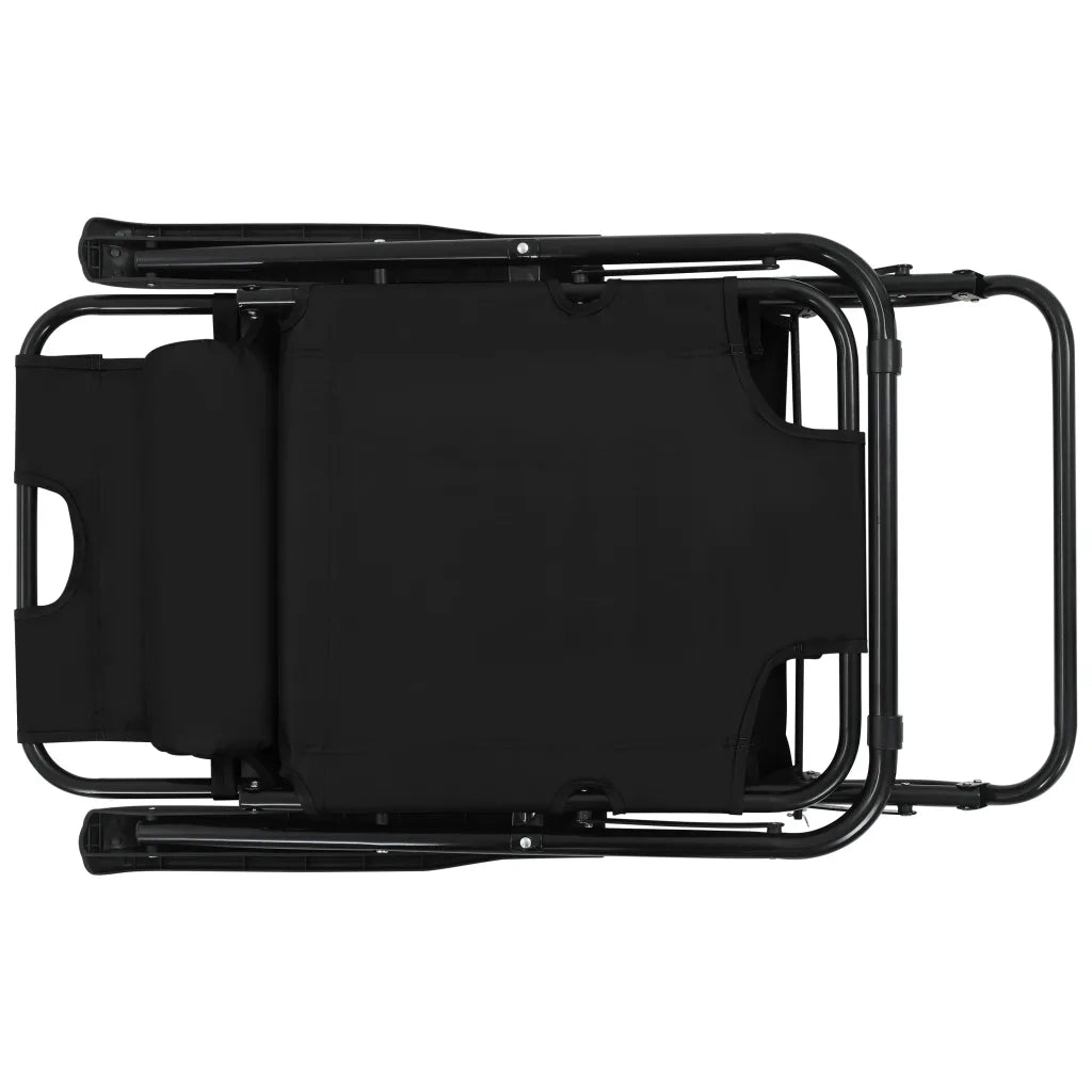 Lettini Prendisole 2 pz Pieghevoli con Poggiagambe Acciaio Nero 44343