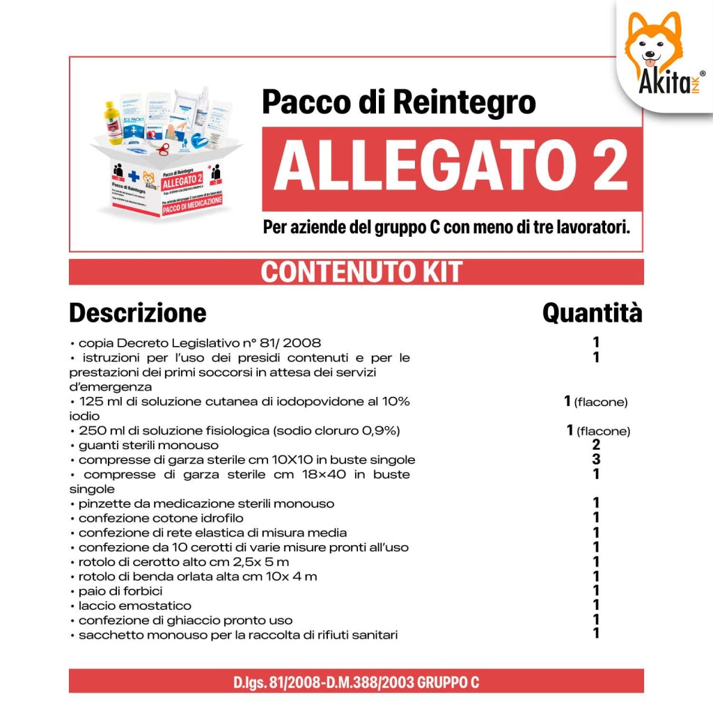 Akitaink Reintegro Pronto Soccorso Allegato 2 DM388 Aziende