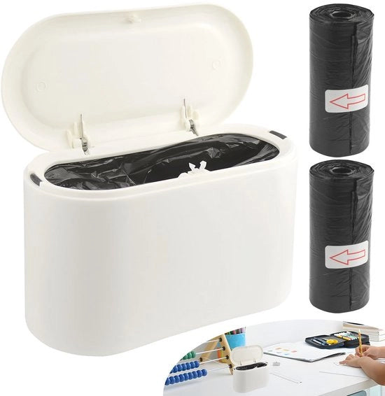Mini Cestino con Coperchio - 2L Cestino a Soffiata per Cucina, Bagno e Ufficio