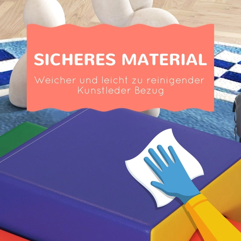 Set di 4 blocchi da costruzione morbidi per arrampicarsi e scivolare, rivestimento in similpelle, per bambini da 1 a 3 anni, multicolore.