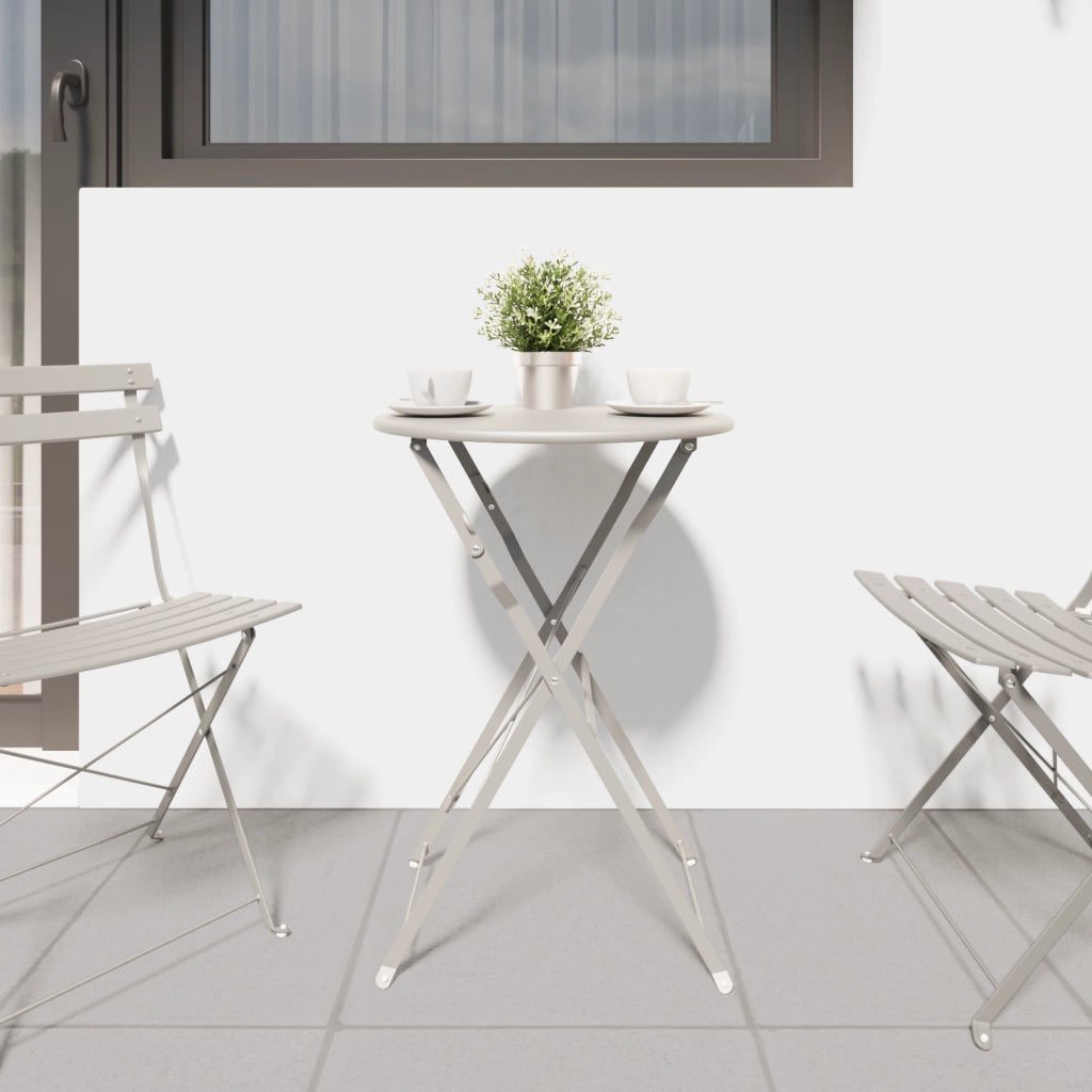 Tavolo da Bistrot Pieghevole Beige Ã˜50x71 cm in Acciaio Zincato