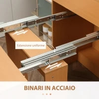 Tavolo Pieghevole da Pranzo max 5 Persone in Truciolato e Acciaio, 84x180x100 cm, color Legno