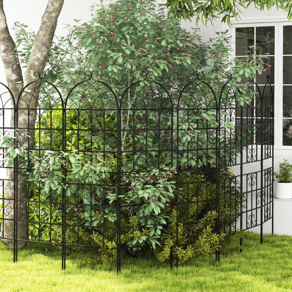 Pergola decorativa da esterno per piante rampicanti fiori verdure, Arco da giardino 180x50cm in metallo Nero 2 Pezzi-Decorazioni da giardino