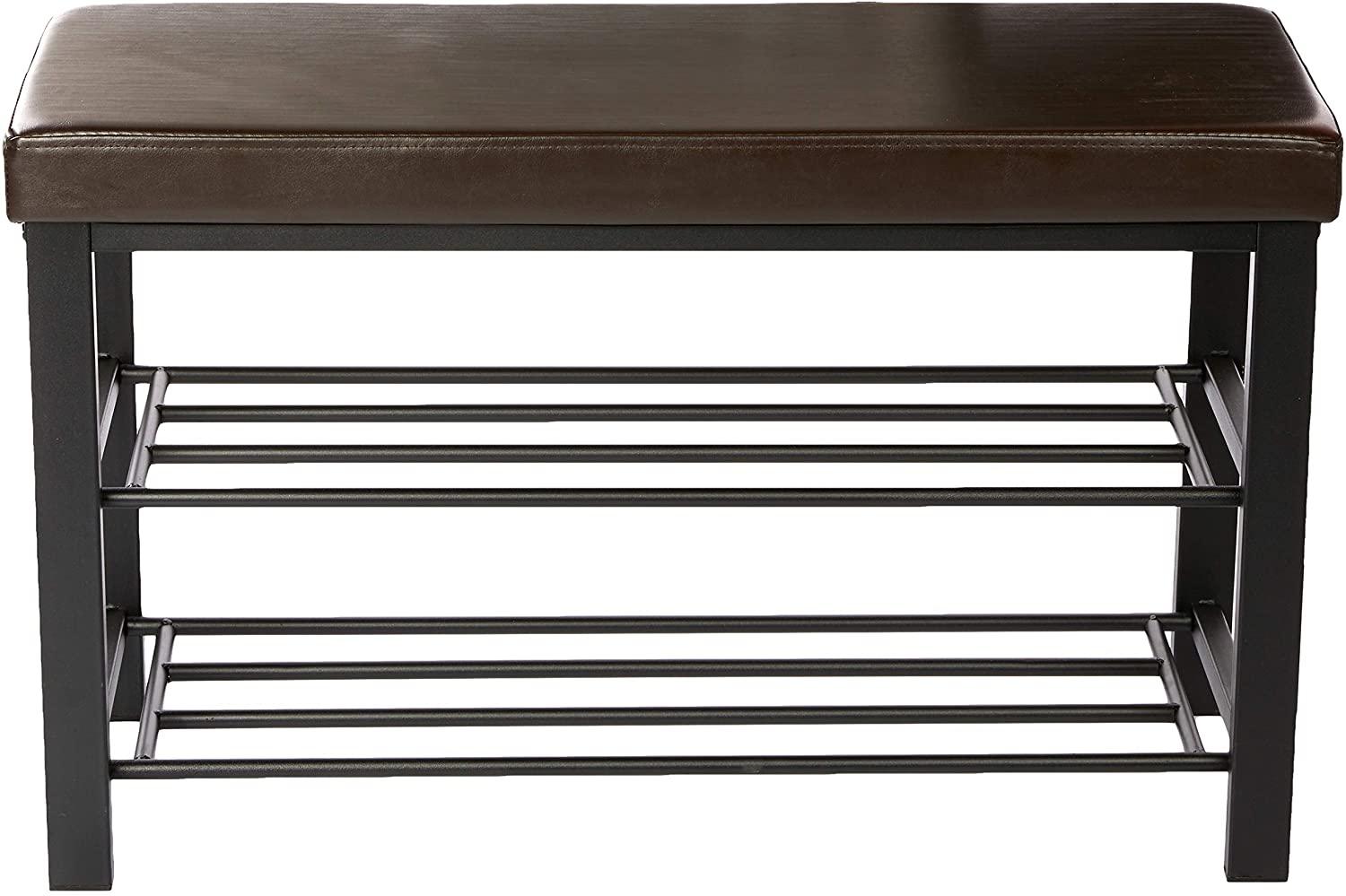 Panca portascarpe panca mobile sgabello sintetico 2 livelli marrone 13_0000360
