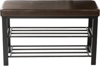 Panca portascarpe panca mobile sgabello sintetico 2 livelli marrone 13_0000360