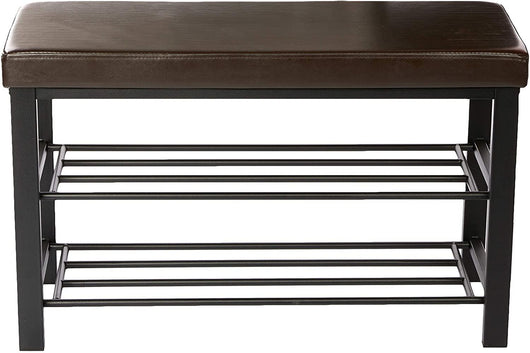 Panca portascarpe panca mobile sgabello sintetico 2 livelli marrone 13_0000360