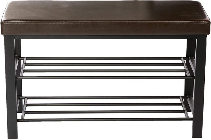 Panca portascarpe panca mobile sgabello sintetico 2 livelli marrone 13_0000360
