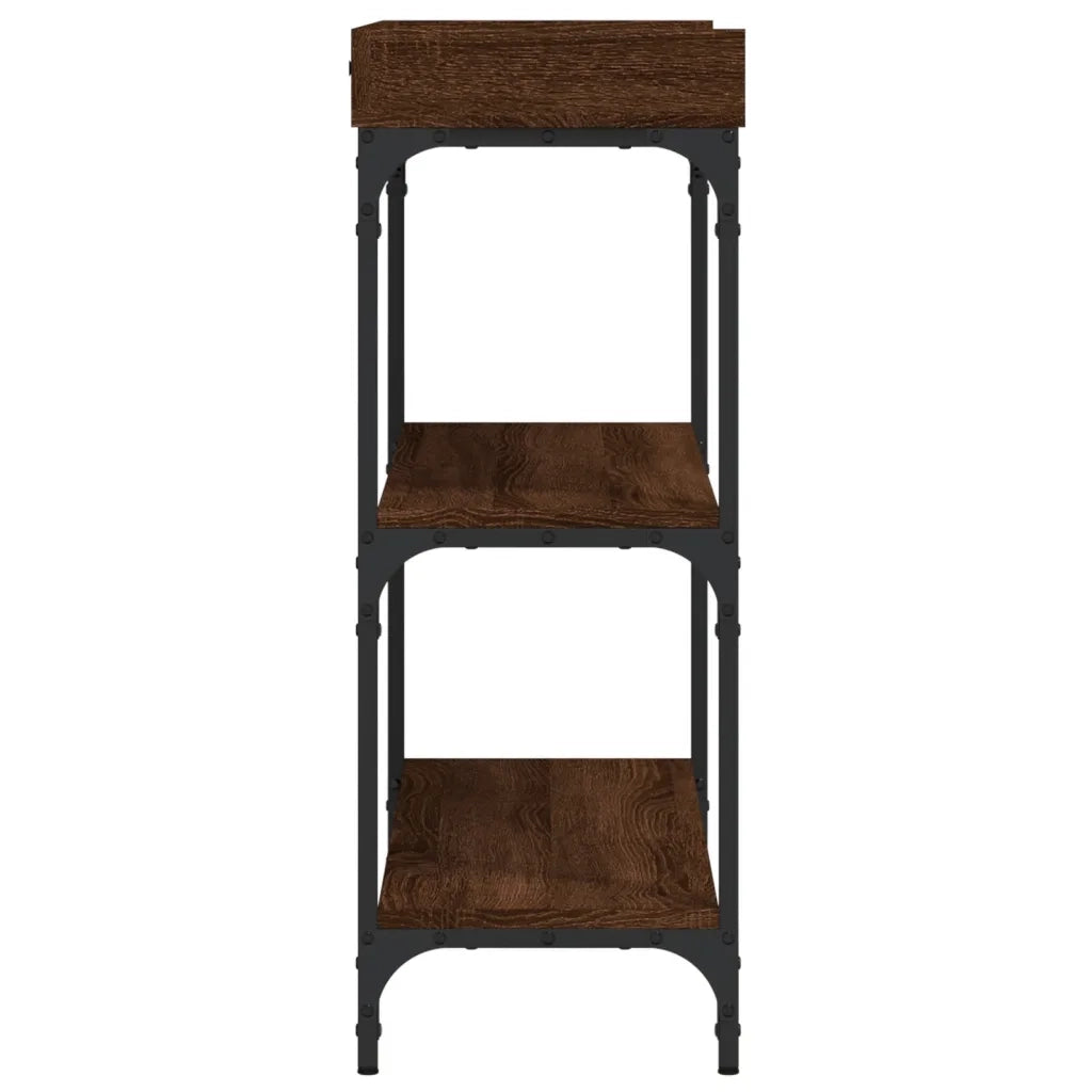 Tavolino Consolle con Ripiani Rovere Marrone 100x30x80 cm 837811
