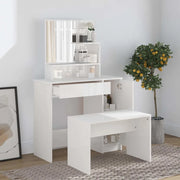 Set Tavolo da Toeletta Bianco Lucido 86,5x35x136 cm 3114151