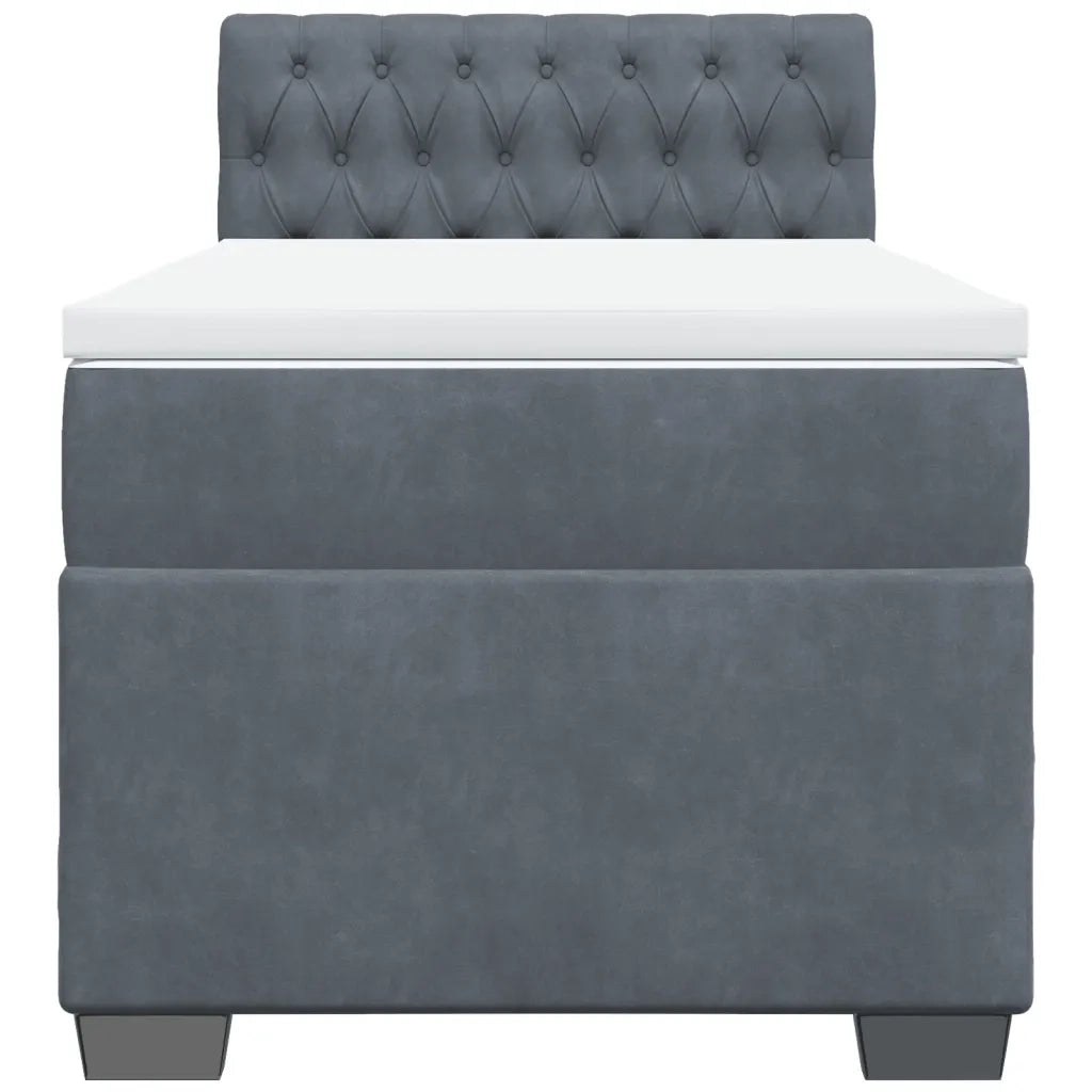 Giroletto a Molle con Materasso Grigio Scuro 90x200 cm Velluto