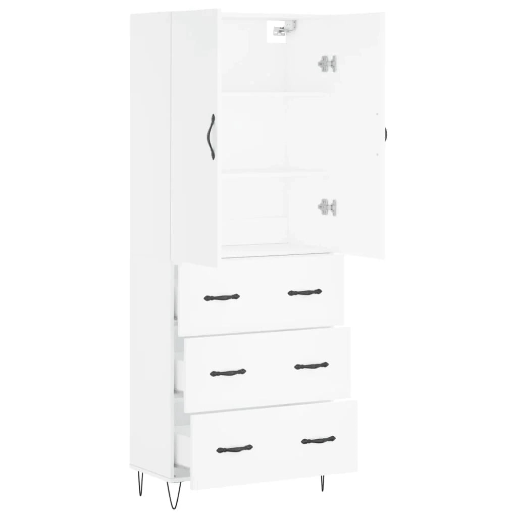 Buffet credenza cassettiera armadio mobile contenitore organizer cucina soggiorno salotto alto 69,5 x 34 x 180 cm legno ingegnerizzato bianco 02_0032573