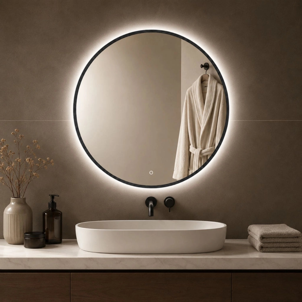 Specchio tondo retroilluminato led con interruttore touch *** misura Ø80, tonalità dimmerabile 2700-4500-6500k, con...