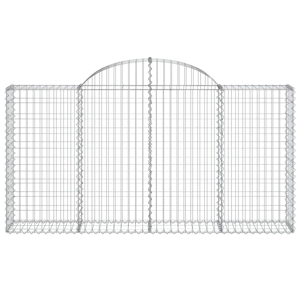 Cestini gabbioni recinzione a gabbia muro di contenimento ad arco 7 pezzi 200 x 30 x 100/120 cm ferro zincato argento 02_0041068