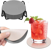 Set di 12 piatti da caffè, piatti da caffè a doppia faccia, con supporto, piatti da caffè per bicchieri, piatti da caffè rotondi antiscivolo (grigio e bianco)