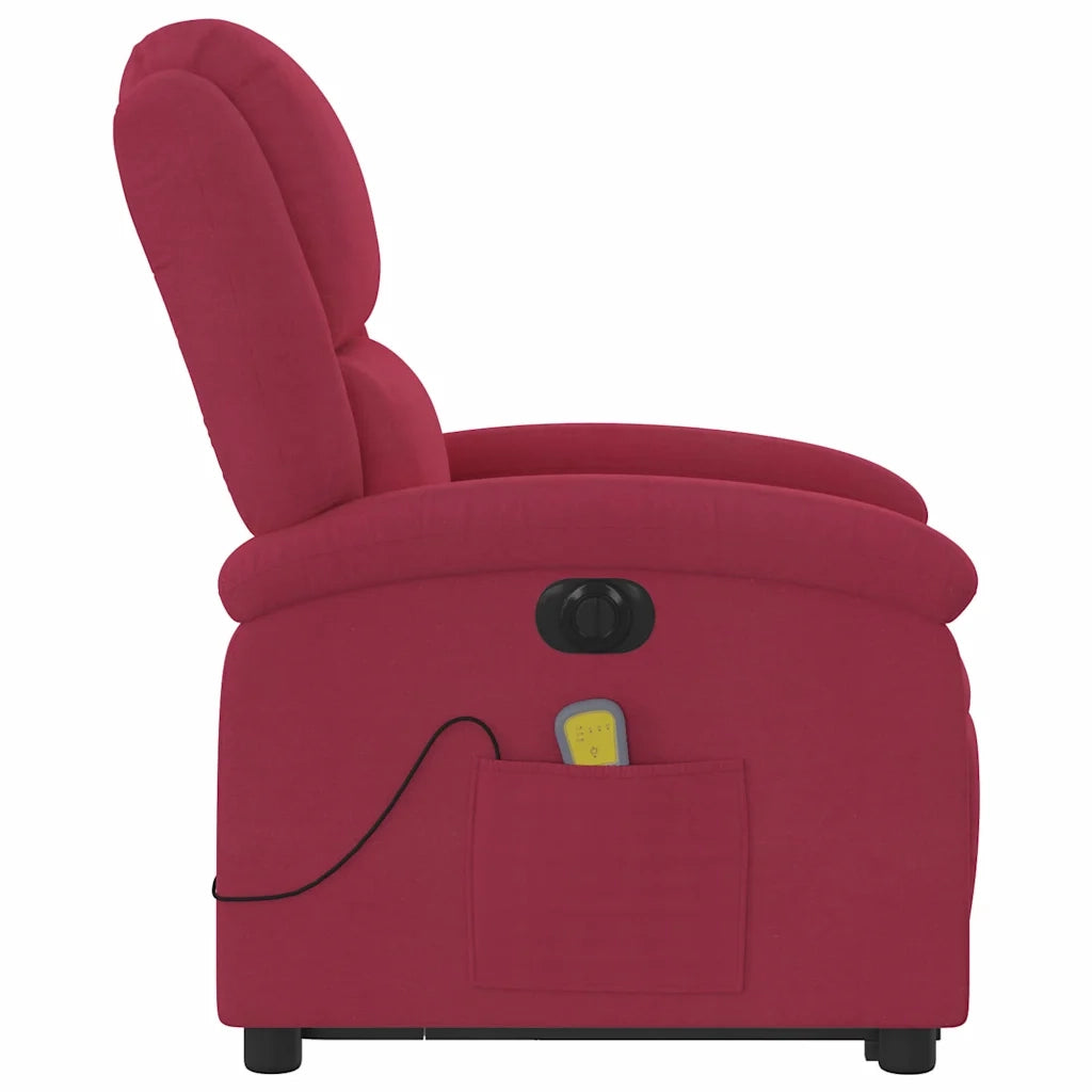 Poltrona Alzapersona Massaggiante Elettrica Rosso Vino Velluto 3204338
