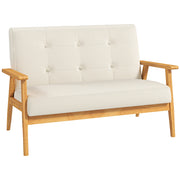 Divano 2 posti ¨C Xylo ¨C tessuto beige con schienale capitonn¨¦ e braccioli imbottiti