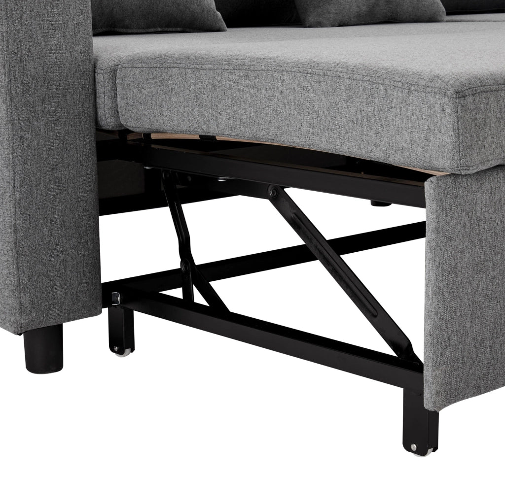 Divano letto 219.5x142.5x83 cm con contenitore; chaise longue reversibile in lino grigio scuro