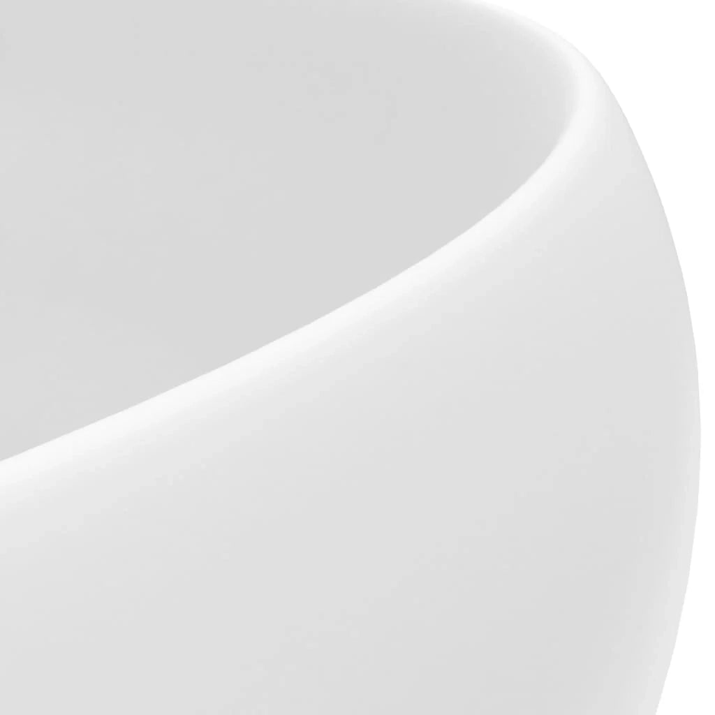 Lavabo da appoggio rotondo di lusso lavabo da bagno lavello da cucina guardaroba arredamento per la casa 40 x 15 cm ceramica bianca opaca 02_0002740
