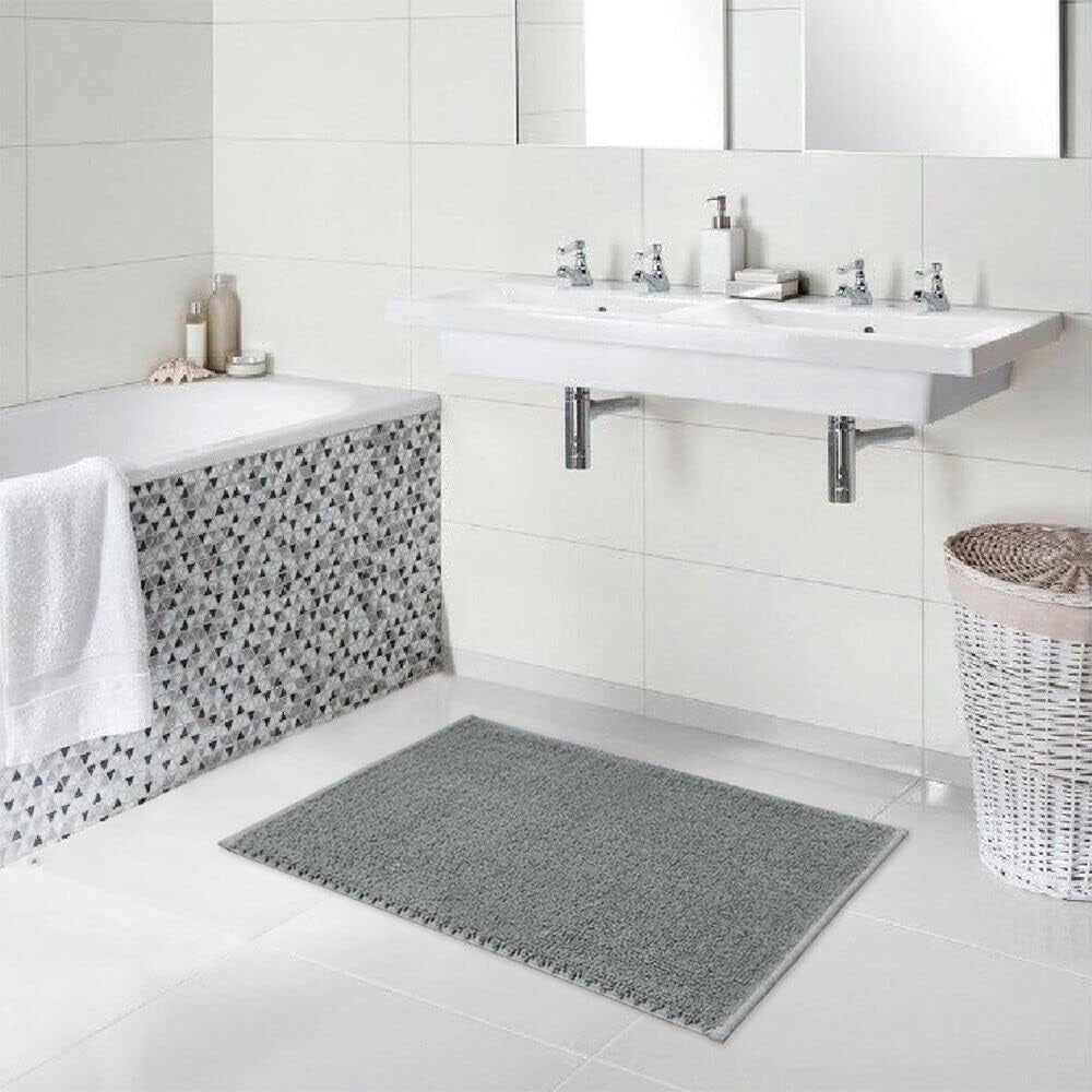 Tappeto Bagno Camera Scendiletto 50x80 cm Puro Cotone Morbido Lavabile Made In Italy Grigio