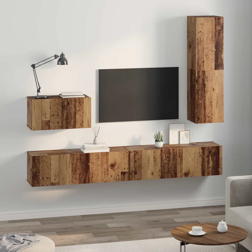 vidaXL Set di mobili TV 4 pcs Legno vecchio 200 x 30 x 30 cm