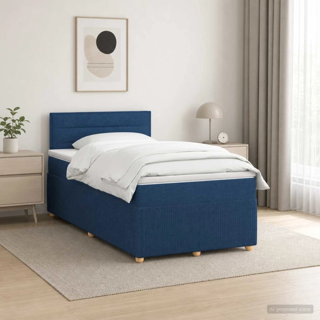 Letto box spring con materasso Blu 120 x 200 cm Tessuto 3451439