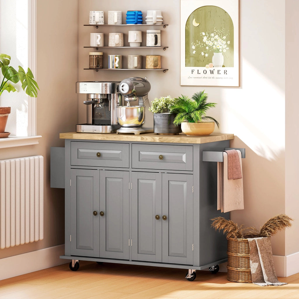 Tavolino da cucina con cassetti e ripiani ¨C zephmum ¨C MDF grigio h¨¦v¨¦a