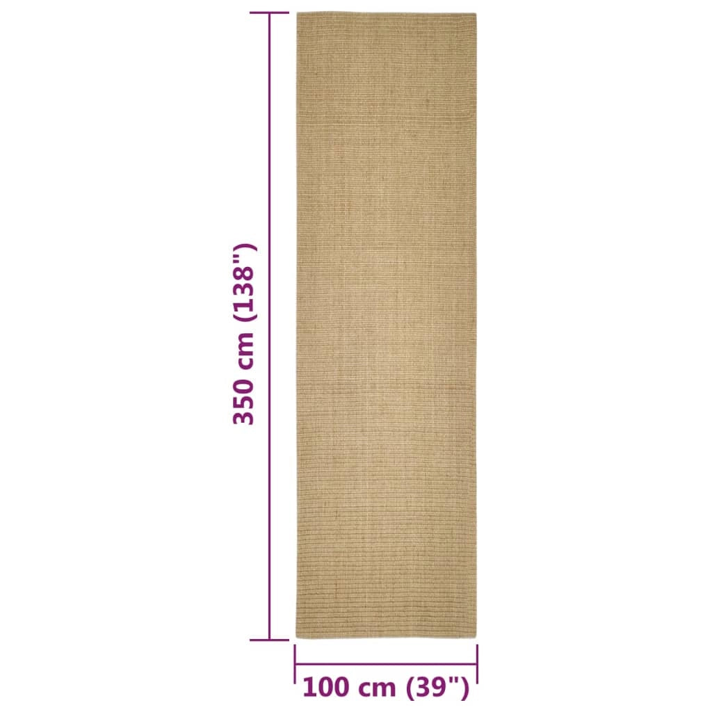 Tappetino tiragraffi in sisal per gatti 100 x 350 cm Marrone chiaro 02_0045540