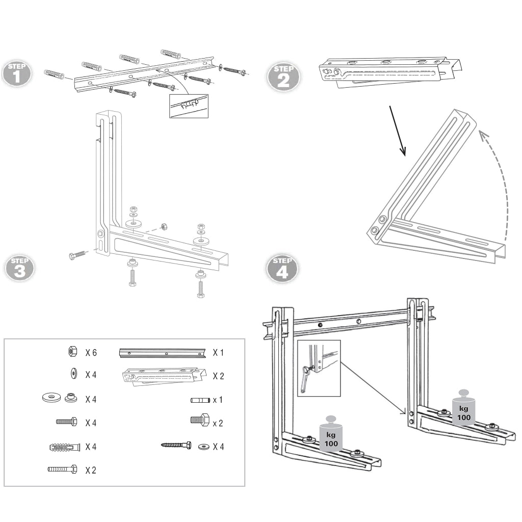 Staffe per Condizionatori 560 x 400 x 800 mm Fischer Italia