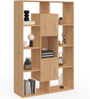 Libreria Colette con 11 scomparti e 2 scomparti Juliette effetto doghe 143 cm