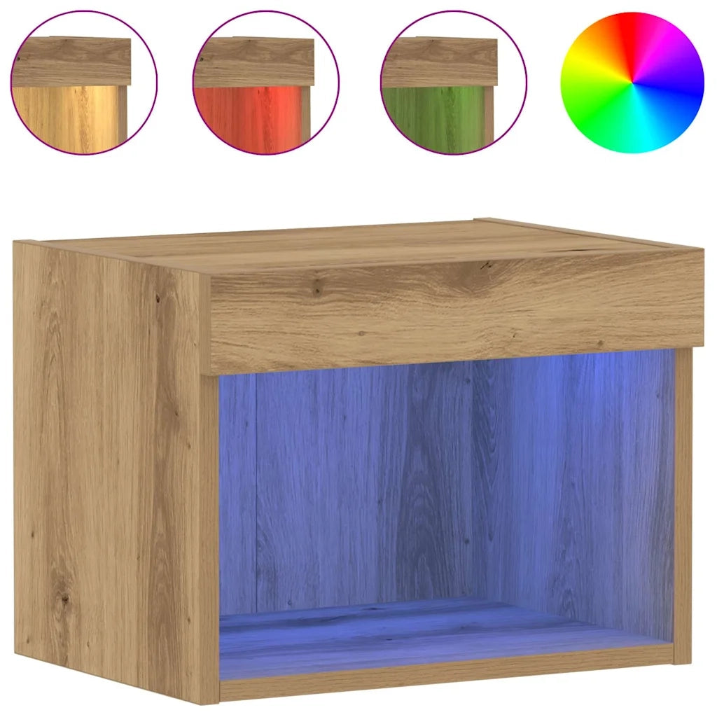 Set mobile TV con led 2 pcs Rovere artigianale 40 x 30 x 30 cm 863101