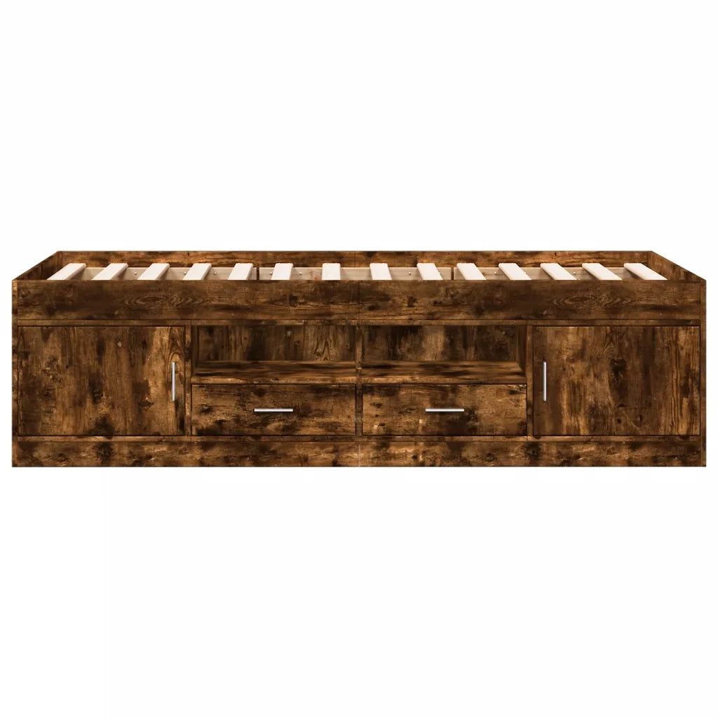 Divano Letto con Cassetti senza Materasso Rovere Fumo 100x200cm 3280241