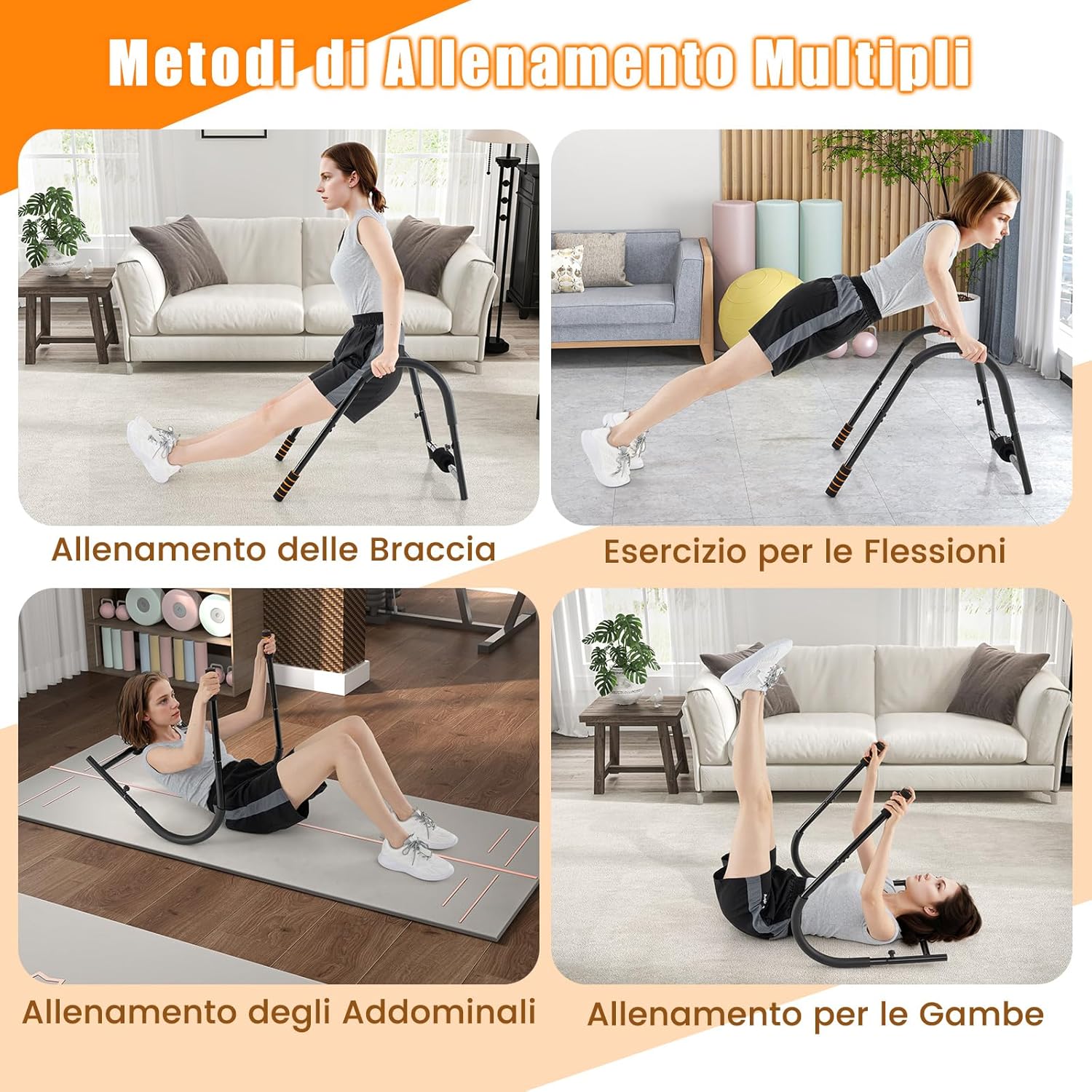 Allenatore Addominale Fitness Pieghevole, Allenatore Fitness AB con Supporto Imbottito per Testa/Collo, Assistente per Allenamento Sit Up, Esercitatore per Crunch