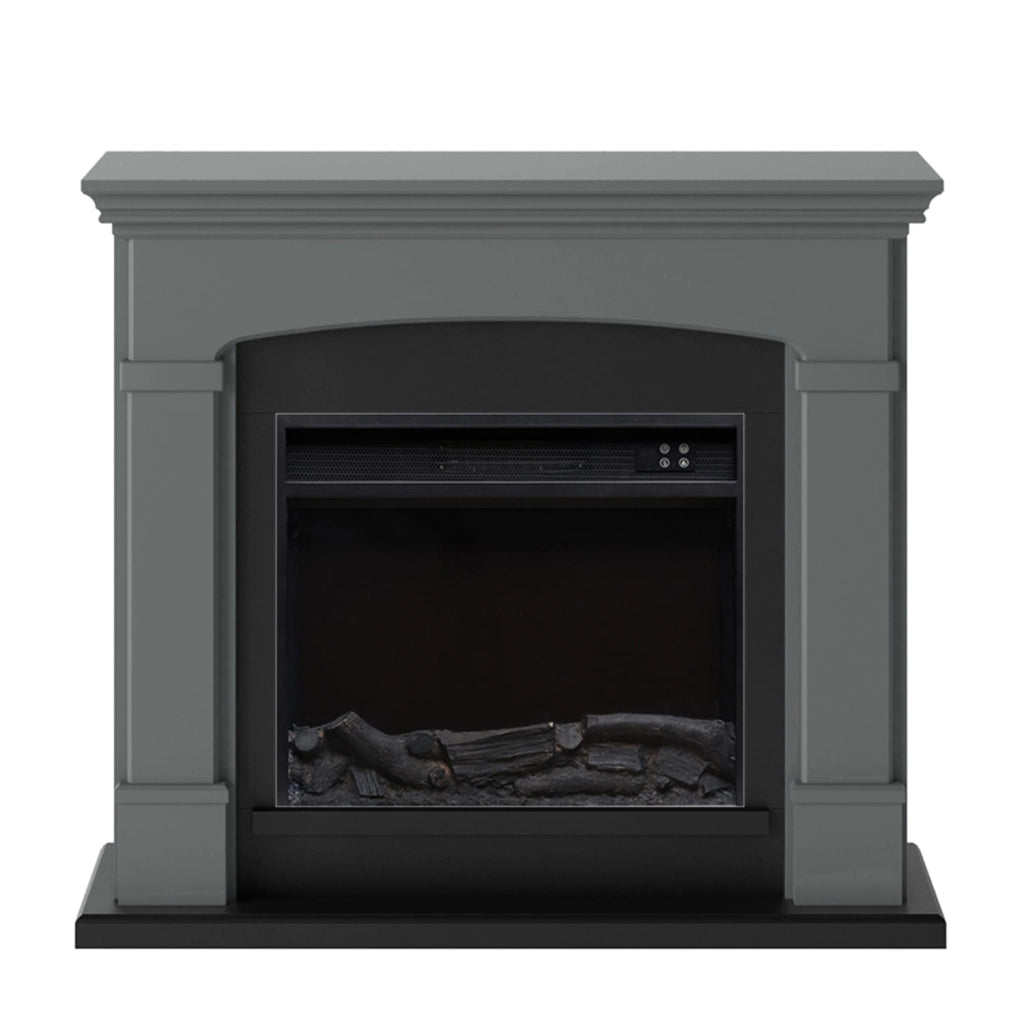Caminetto Fuego Monica Antracita 1500w a Parete Con Cornice Telecomando e Bruciatore Grigio Scuro