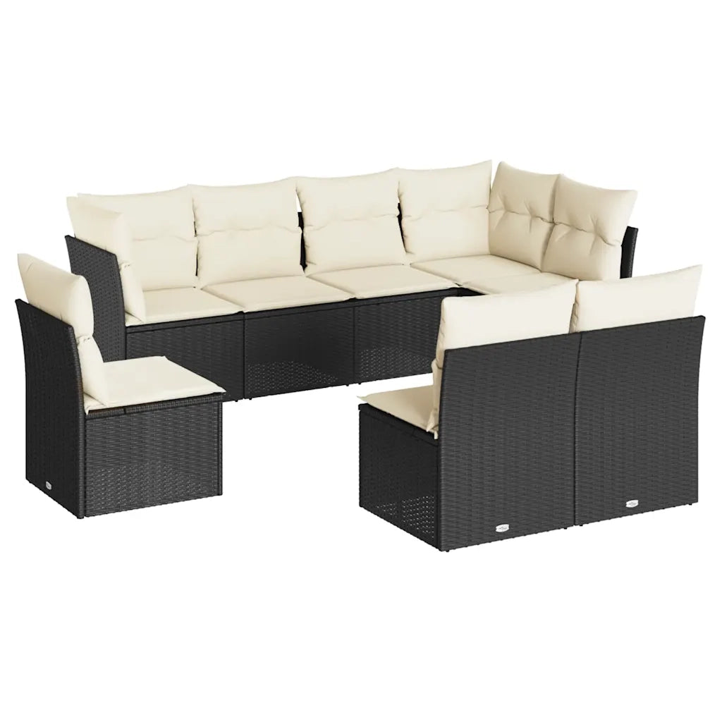 Set Divani da Giardino con Cuscini 8 pz Nero in Polyrattan 3217756