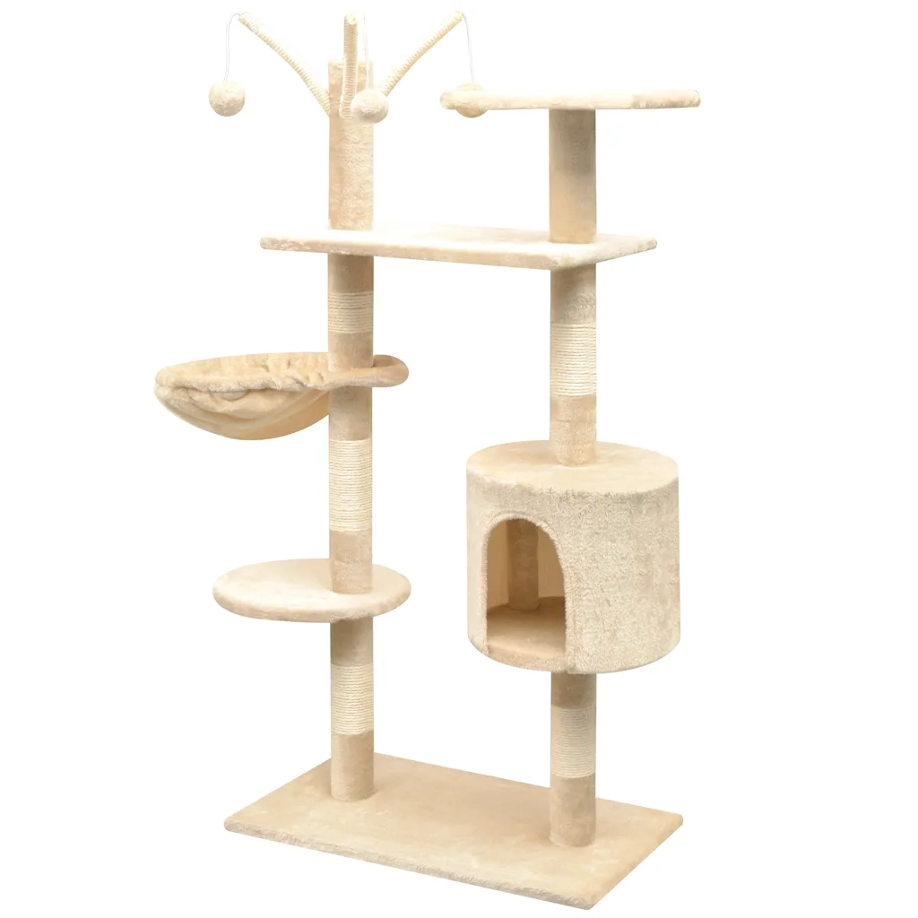 Albero per Gatti con Tiragraffi Sisal 125 cm Beige 170482