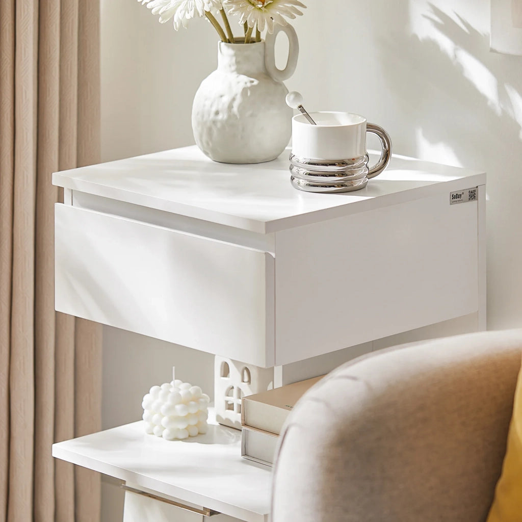 Tavolino da divano tavolino da soggiorno Comodini letto con cassetto Bianco FBT49-W