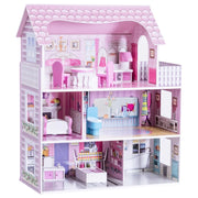 Casa delle bambole rosa 62 x 27 x 70 cm 3 piani con accessori decorazione moderna in MDF rosa 20_0020784